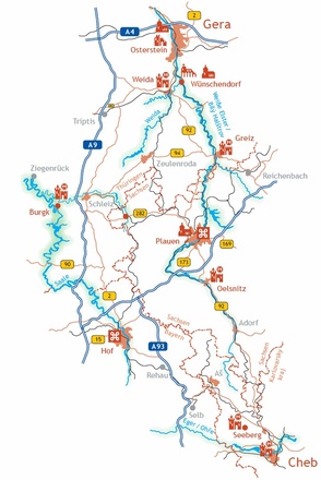 Kulturweg der Vögte - Karte der Hauptroute