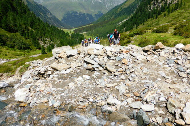 Murenfelder im Gleirschtal beim Aufstieg zur Hütte