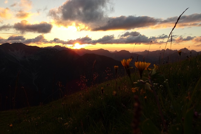 Sonnenuntergang am Gipfel