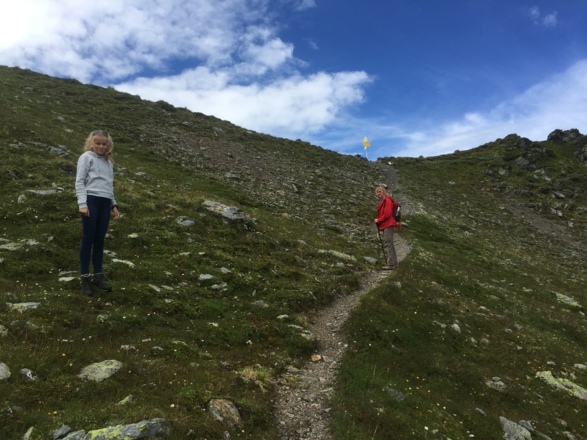 der Weg steigt sanft zum Krovenzjoch, 2450 m, an