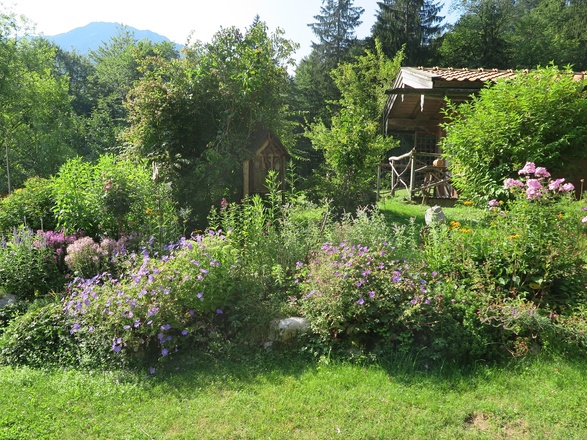 Garten mit Almhütte