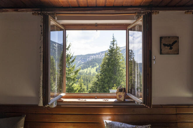 Blick aus dem Gastraum