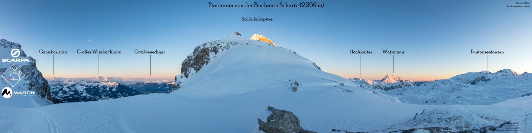 Panorama von der Buchauer Scharte bei Sonnenaufgang.