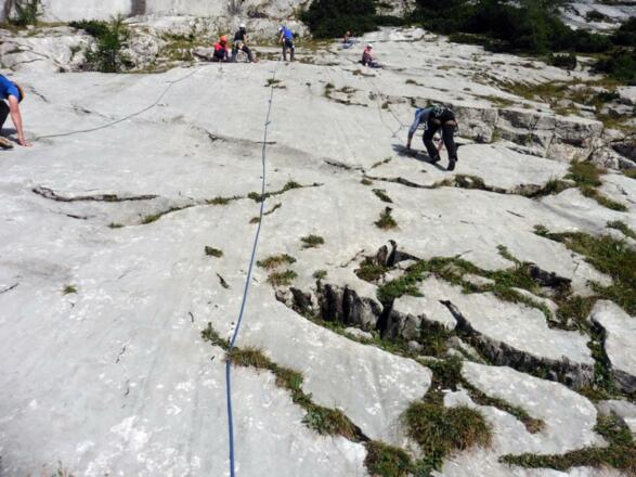 Erste Seillänge des Plattenweg (III)  (Aufbaukurs Fels und Firn)