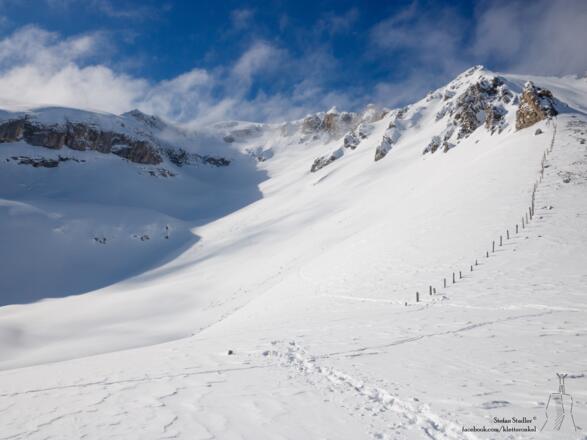 der sehr steile Aufstieg vom Kalbenjoch direkt zur Kesselspitze