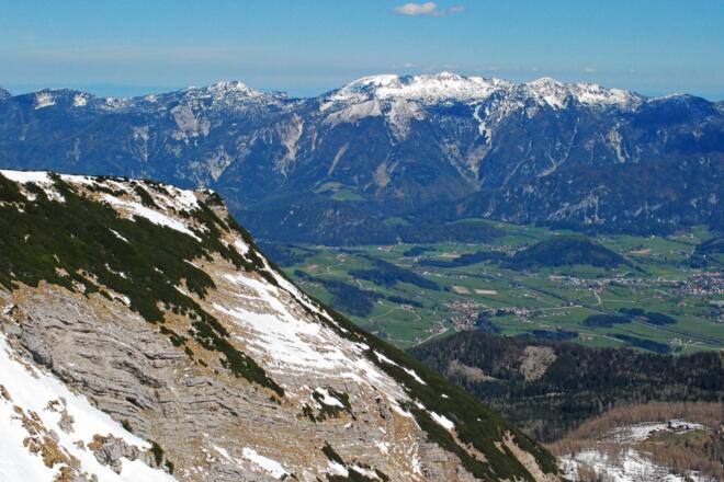 Blick vom Ausstieg aus der Großen Stofferkar-Rinne nach Norden zum Sengsengebirge