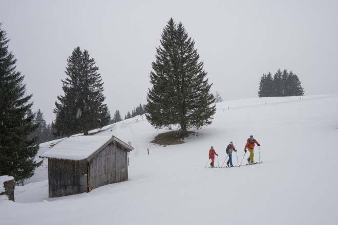 Kurz nach dem Start zur Skitour zur Schwalbenwand