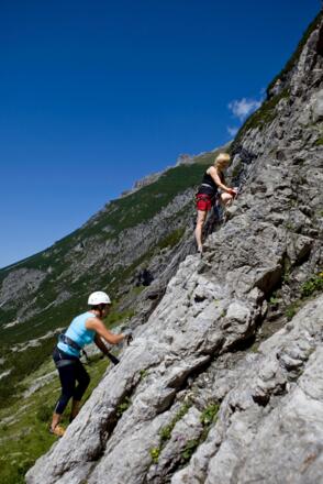 Am Klettersteig Lünersee.