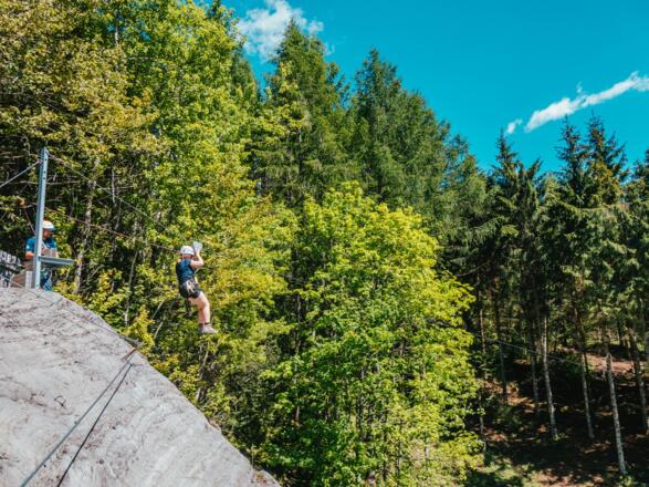 Integrierter Flying Fox beim Klettersteig Latschau