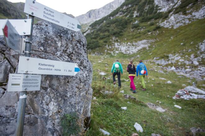 Abzweigung zum Klettersteig