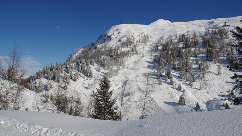 Kreuzkogel mit Piste und Goldbergbahn