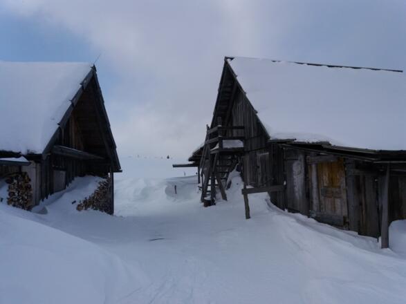 An der Atzenberger Alm: die beiden Almgebäude.