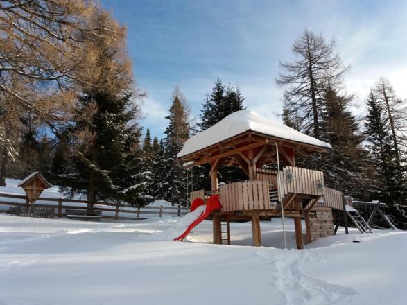 Start am Spielplatz der Neue Bonner Hütte bei bestem Wetter.