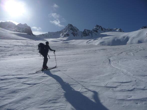 Auf der flachen Zunge des Rotmoosferners