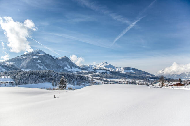 Blick Richtung Fieberbrunn vom Winterwanderweg aus