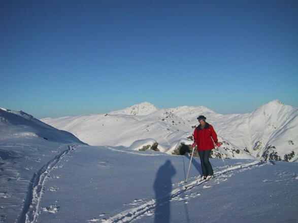 Rückblick, am Horizont Hirzer, Grafennsspitze und Hippoldspitze