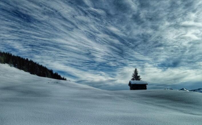 Heuhütte unterhalb des Dorfbergs