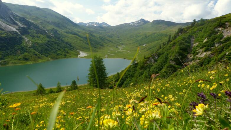 Blick auf den Tappenkarsee und die Glingspitze