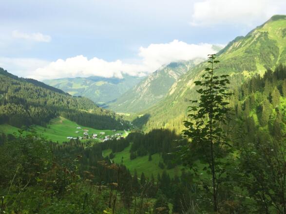 Abstieg von der Spitalalpe mit Blick nach Baad