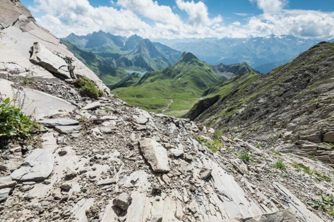 Tiefblick zum Ausgangspunkt Spullersee