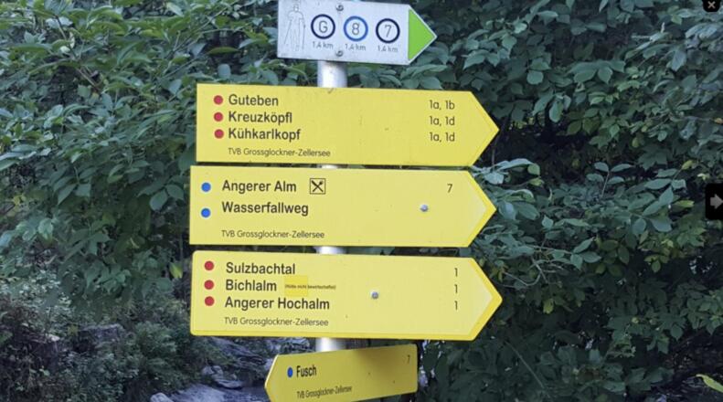 Wegweiser in das Sulzbachtal