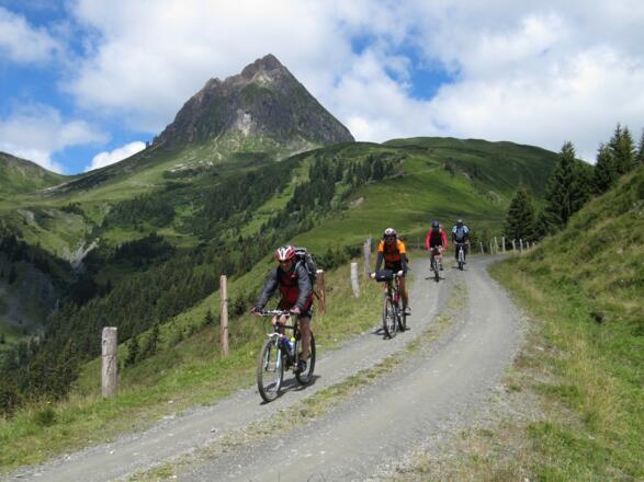 Abfahrt vom Stangenjoch, mit dem Großen Rettenstein