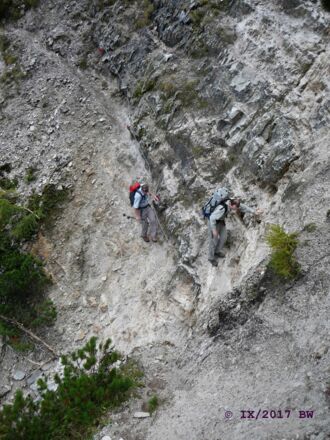 versicherte Passagen in der Querung der Hechenbergnordflanke