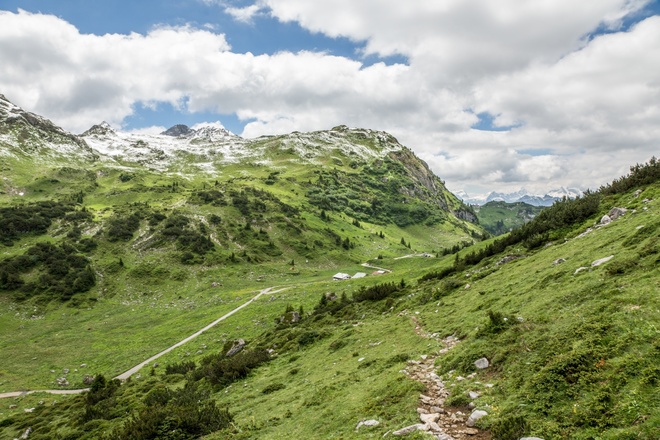 Blick vom Johannesjoch zur Alpe Formarin