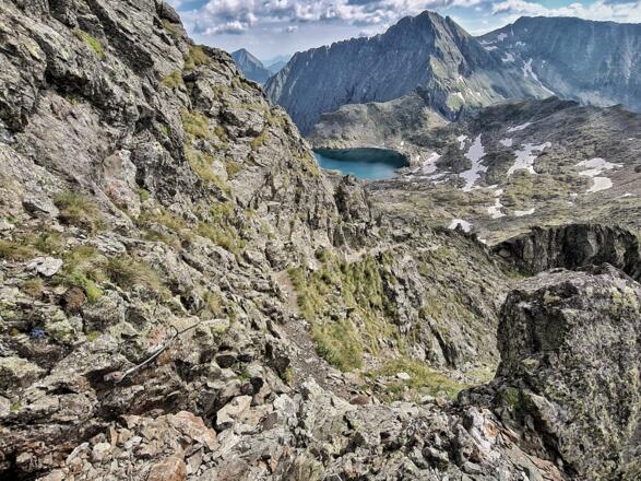 Seilversicherung auf der Klafferschneide oberhalb des Klafferkessel