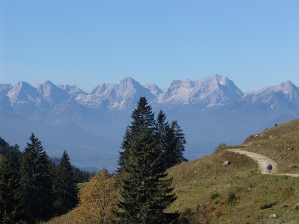 Ein Blick ins Tote Gebirge eröffnet sich bei der Hanslalm
