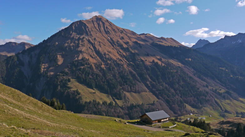 Blick zur Üntschenspitze vom Vorsäß Schalzbach