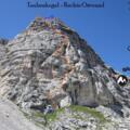 Rechte Ostwand am Taubenkogel - Route in Foto , Topo