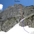 Wandbild Klettertour Via Max in der Treffauer Nordwand im Wilden Kaiser