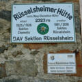 Hüttenschild Rüsselsheimer Hütte